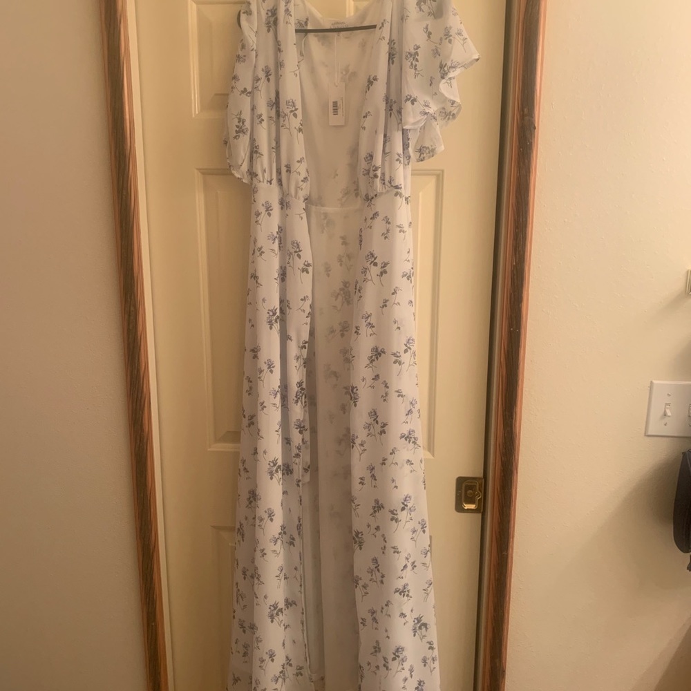Blue and Green flower wrap dress
